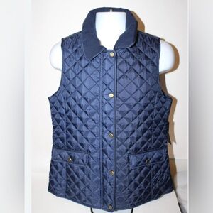 NEW RALPH LAUREN Size XL Women's Vest Navy Quilted Corduroy Collar $160